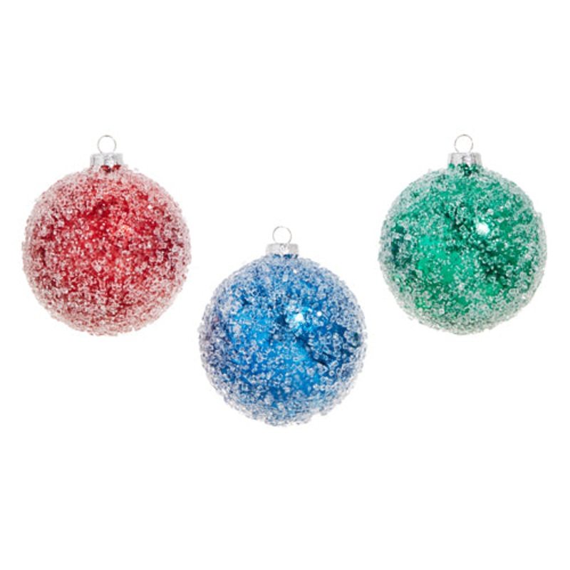 Raz Imports 2023 Dashing Through The Snow 4 Iced Ball Ornament, Asst of 3
