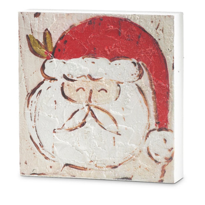 Raz Imports 2023 Heartfelt Holiday 8 Santa Face Wood Block