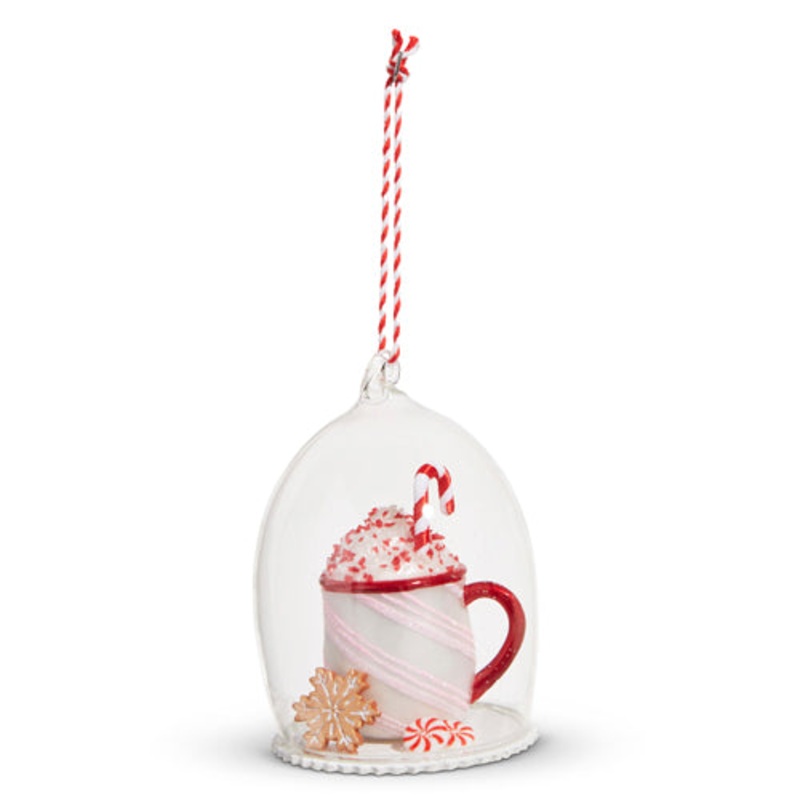 Raz Imports 2023 Jingle & Cocoa 4 Peppermint Drink Cloche Ornament