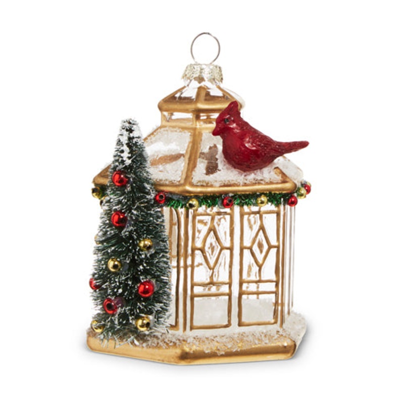 Raz Imports 2023 O Tannenbaum 3.75 Gold Pagoda With Cardinal Ornament