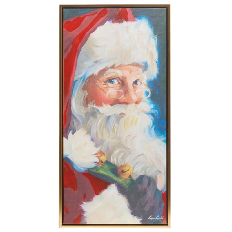 Raz Imports 2023 Sleigh Bells 27.25 Santa Portrait Textured Framed Wall Art