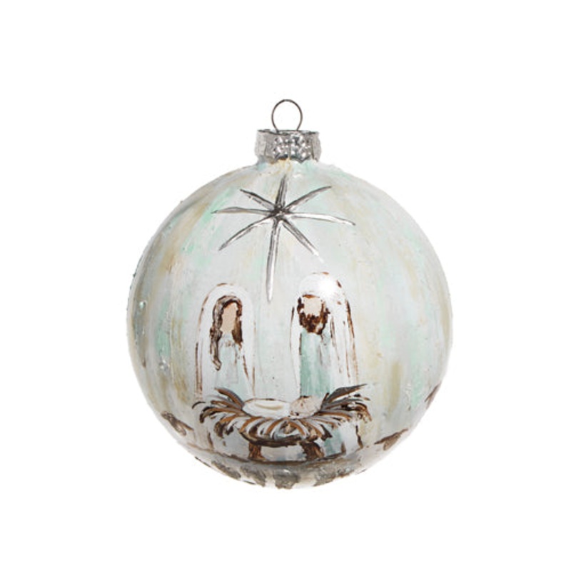 Raz Imports 2023 Winter Frost 5 Holy Family Ball Ornament