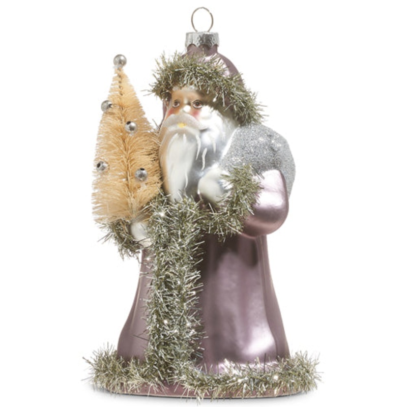 Raz Imports 2023 Winter Frost 7 Amethyst Santa Ornament