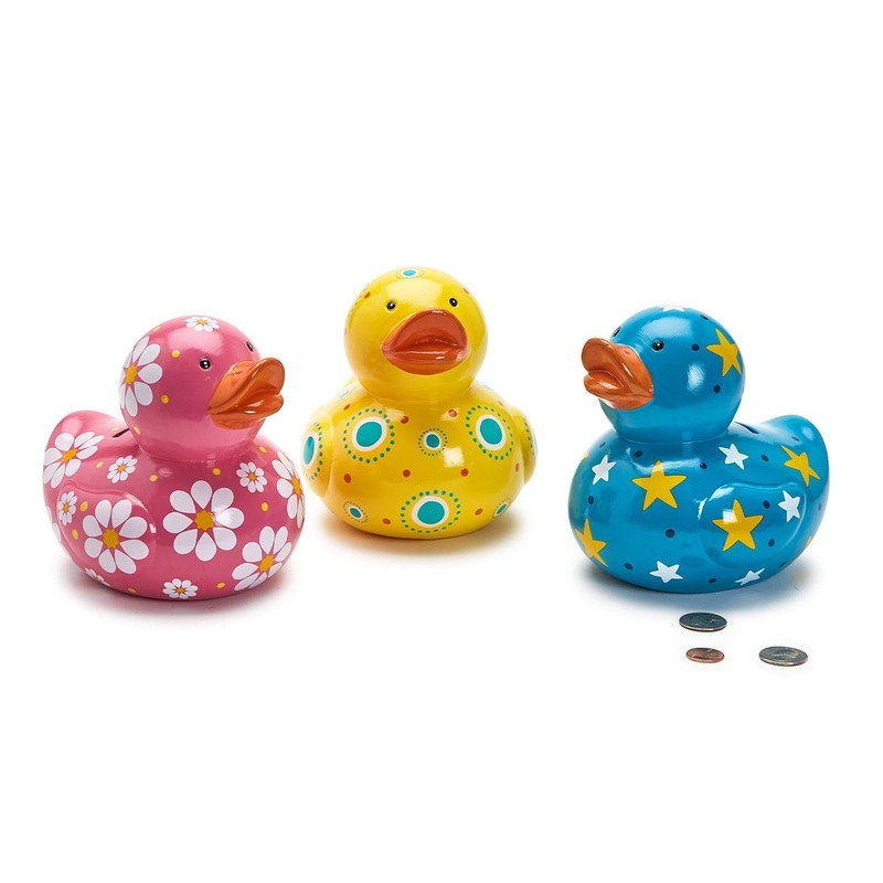 Two’s Company Duckie Money Bank in Gift Box Assorted 3 Patters/Colors
