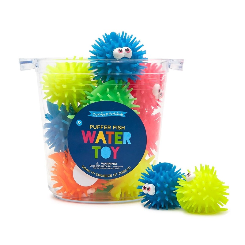 Two’s Company Puffer Fish 20-Pieces Water Toy with Bucket in 5 Colors