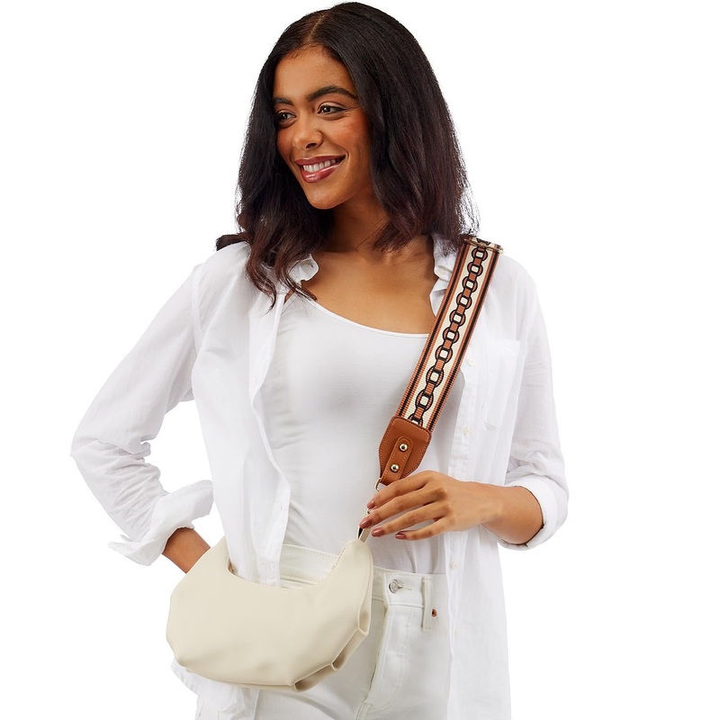 Two’s Missing Link Printed Chain Design Adjustable & Reversible Cross Body Strap