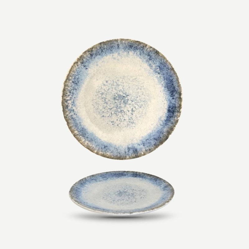 Gusto Buono 7.87 Light Blue Reactive Glaze Stoneware Salad Plate Set of 6 – Dinner/Luncheon Dishes