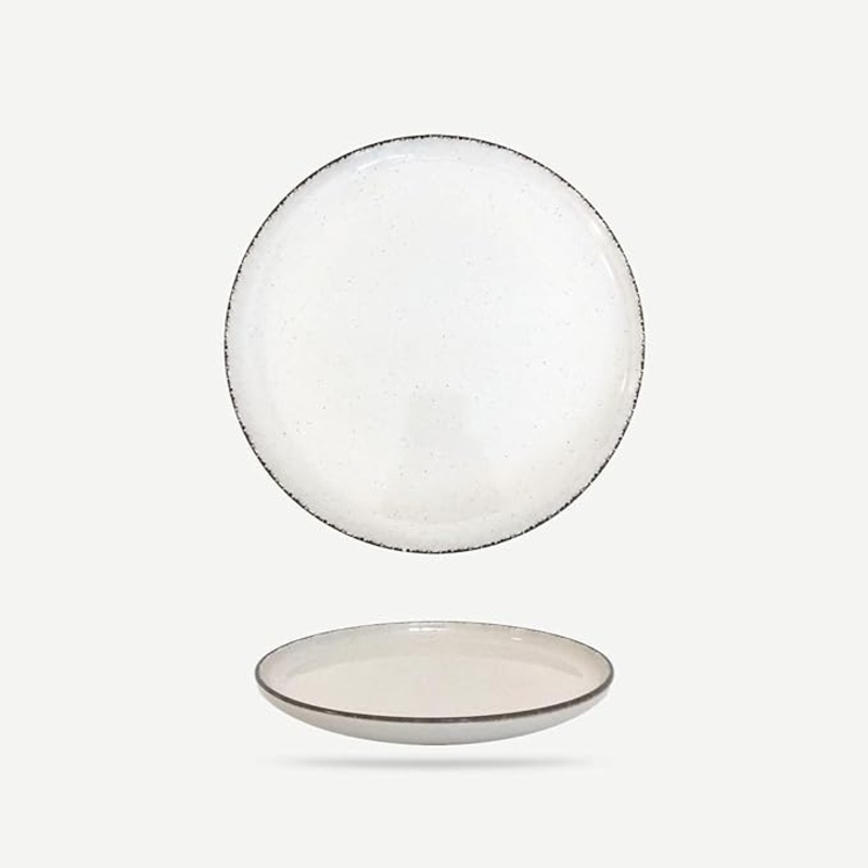 Gusto Buono 7.87 Nordic Vanilla Stoneware Salad Plate Set of 6, Ceramic Dinner & Luncheon Dishes