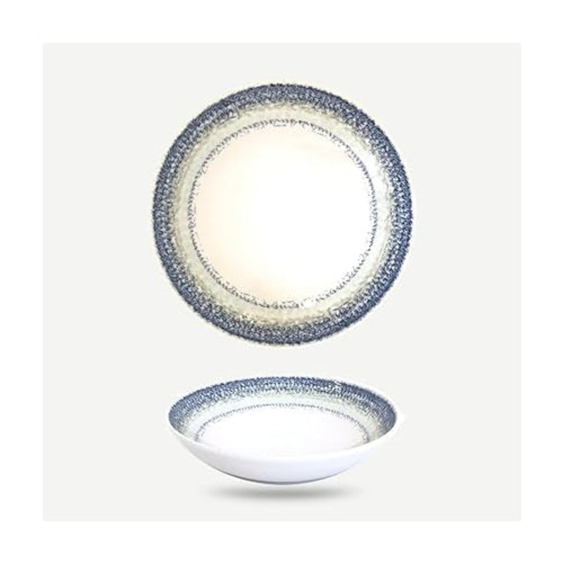 Gusto Buono 8.27 Porcelain Soup Plate/Pasta Bowl Set of 6, The Space Blue/White Serving Dishware