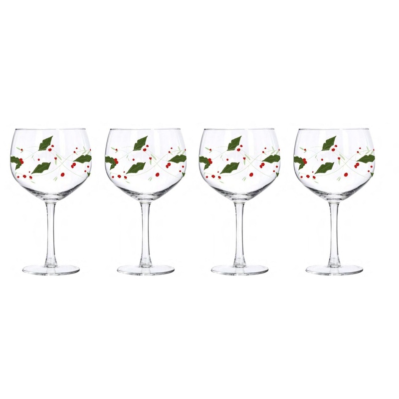 Gusto Buono Christmas Design 23oz Stemmed Wine Glass, Set of 4, Designed in Italy