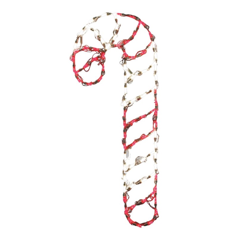 Holiday Bright Lights Indoor/Outdoor 36H Candy Cane With Ground Stakes LED Light Up Metal Framed Yard Decor – Red & Pure White
