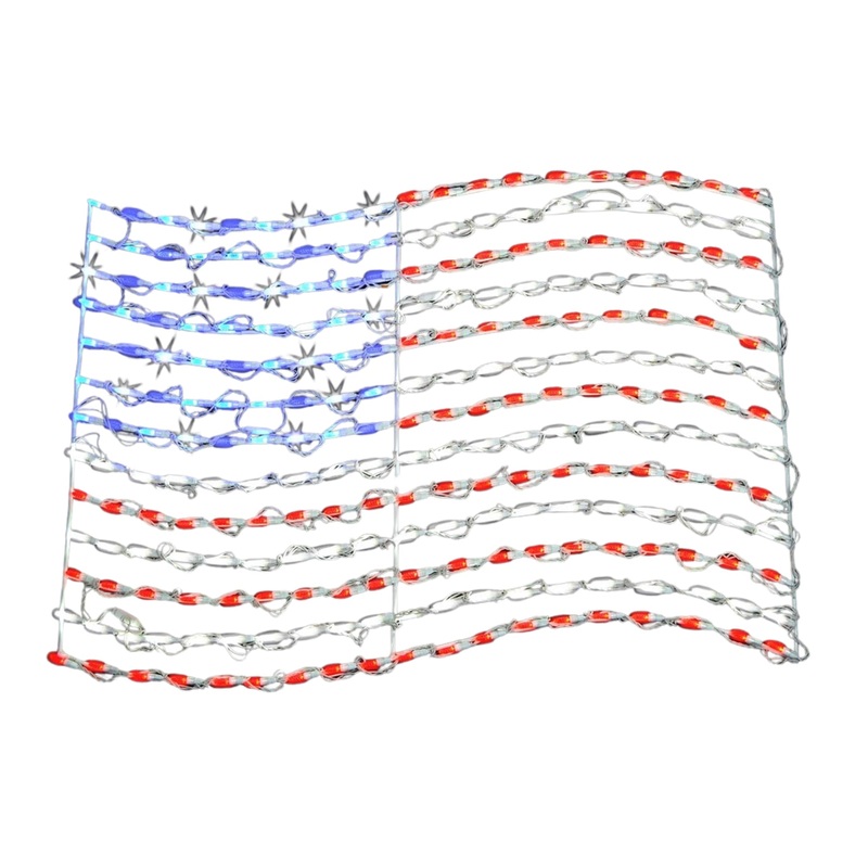 Holiday Bright Lights LED Indoor/Outdoor Garden Lights 40 4th of July Patriotic Flag Light Up Metal Framed Dcor