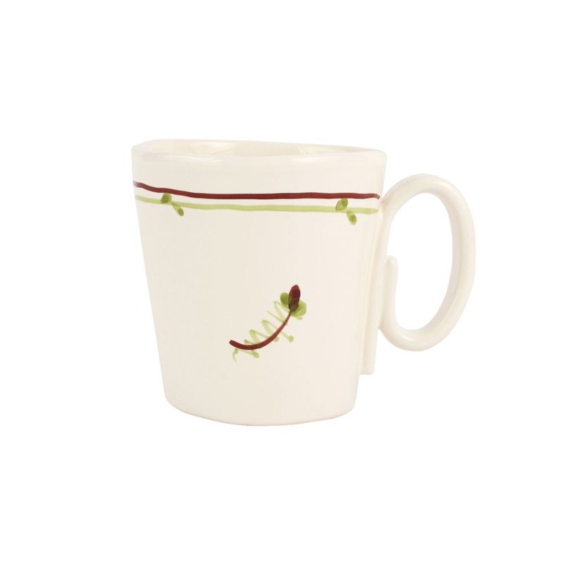 Vietri Lastra Fiori di Bosco Mug – 4 Stoneware – Handmade Ceramic Cocoa Tea & Coffee Cup, White