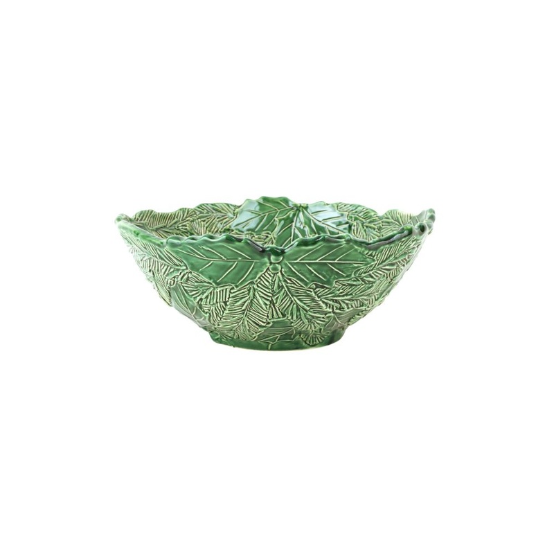 Vietri Lastra Holiday Green Figural Medium Bowl, 12Dx5H Artisan Ceramic Christmas Dinnerware