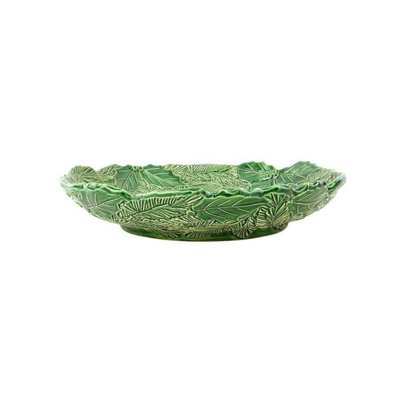 Vietri Lastra Holiday Green Figural Shallow Bowl, 14.5Dx3H Artisan Ceramic Christmas Dinnerware