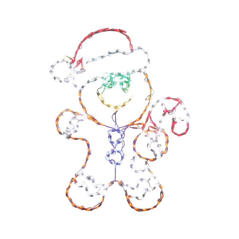 Holiday Bright Lights Indoor/Outdoor 48 H Gingerbread Boy LED Light Up Metal Framed Yard Dcor – Light Color: Multicolor