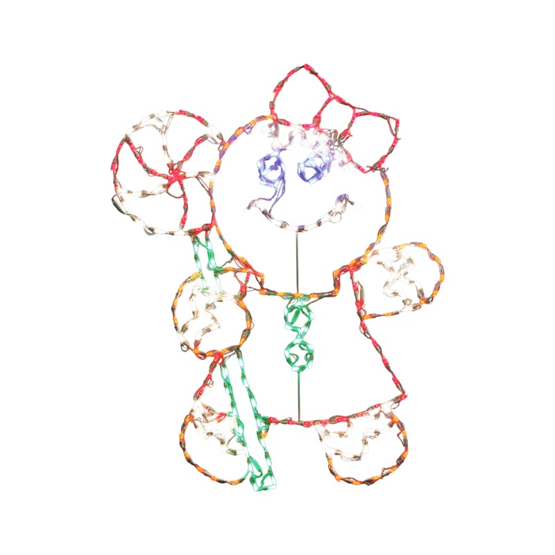 Holiday Bright Lights Indoor/Outdoor 48 H Gingerbread Girl LED Light Up Metal Framed Yard Dcor – Light Color: Multicolor