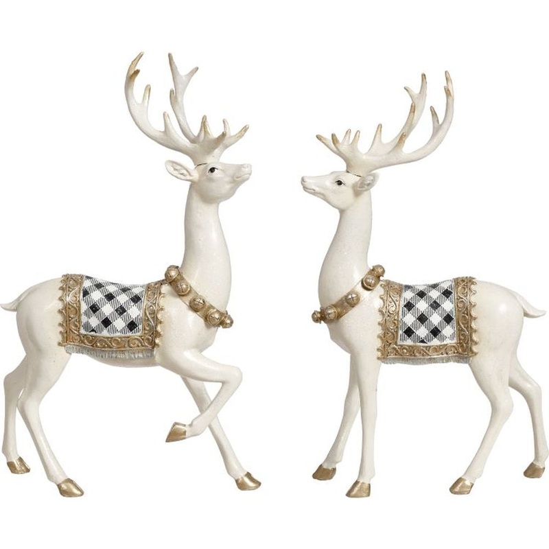 Mark Roberts Christmas 2023 Elegant Plaid Deer Figurine 18”, Assortment of 2
