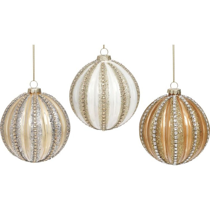 Mark Roberts Christmas 2023 Jewel Fluted Ball Ornament 4”, Assortment of 3