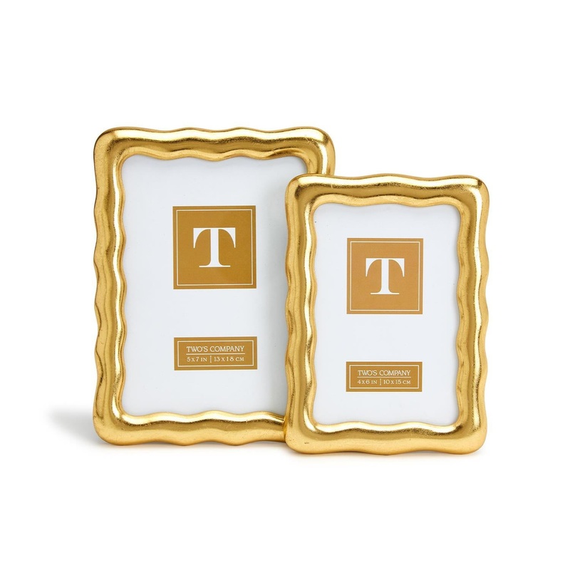 Two’s Company Golden Ore Set of 2 Photo Frame in 2 Sizes: 4 X 6 & 5 X 7.