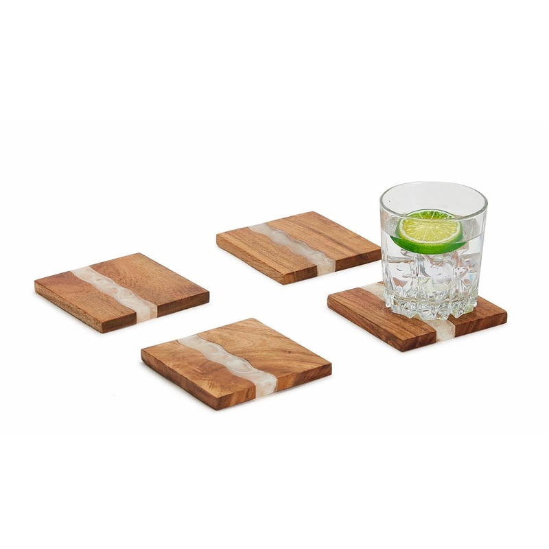 Two’s Company Verglas Set Of 4 Coasters with Holder