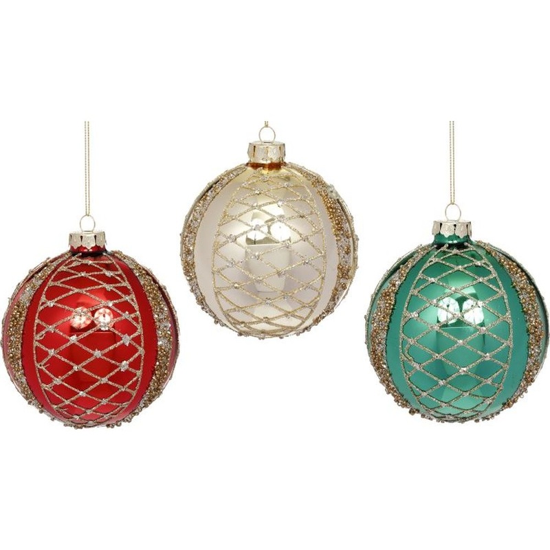 Mark Roberts Christmas 2023 Net Ball Ornament 4”, Assortment of 3