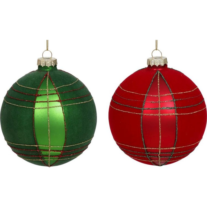 Mark Roberts Christmas 2023 Plaid Ball Ornament 4”, Assortment of 2