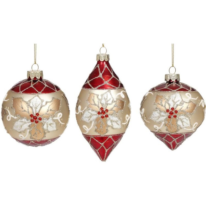 Mark Roberts Christmas 2023 Sparkling Poinsettia Ornament 3-5”, Assortment of 3