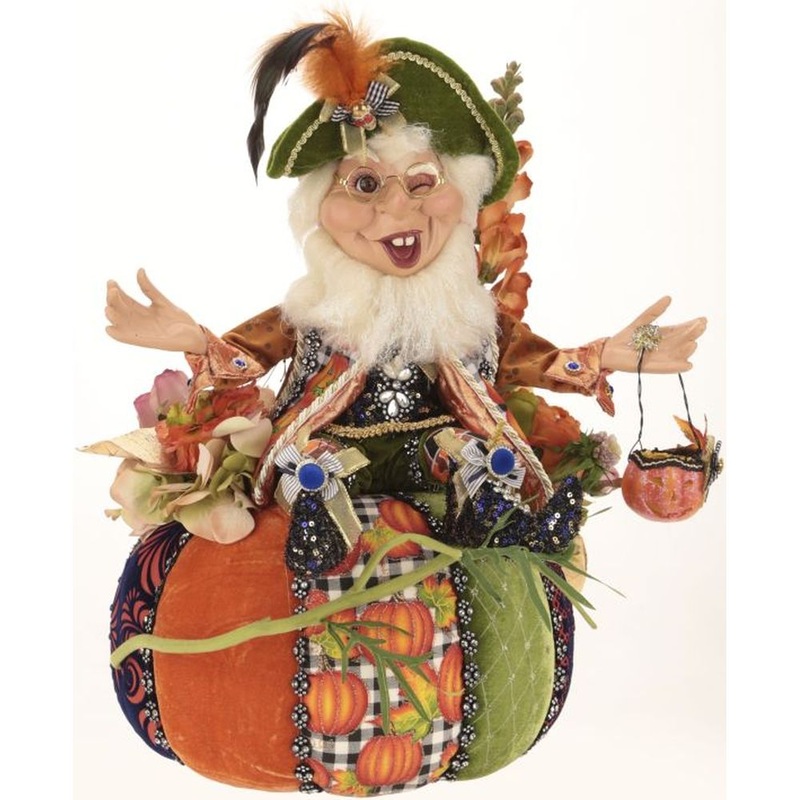 Mark Roberts Fall 2023 Elf On Pumpkin Figurine