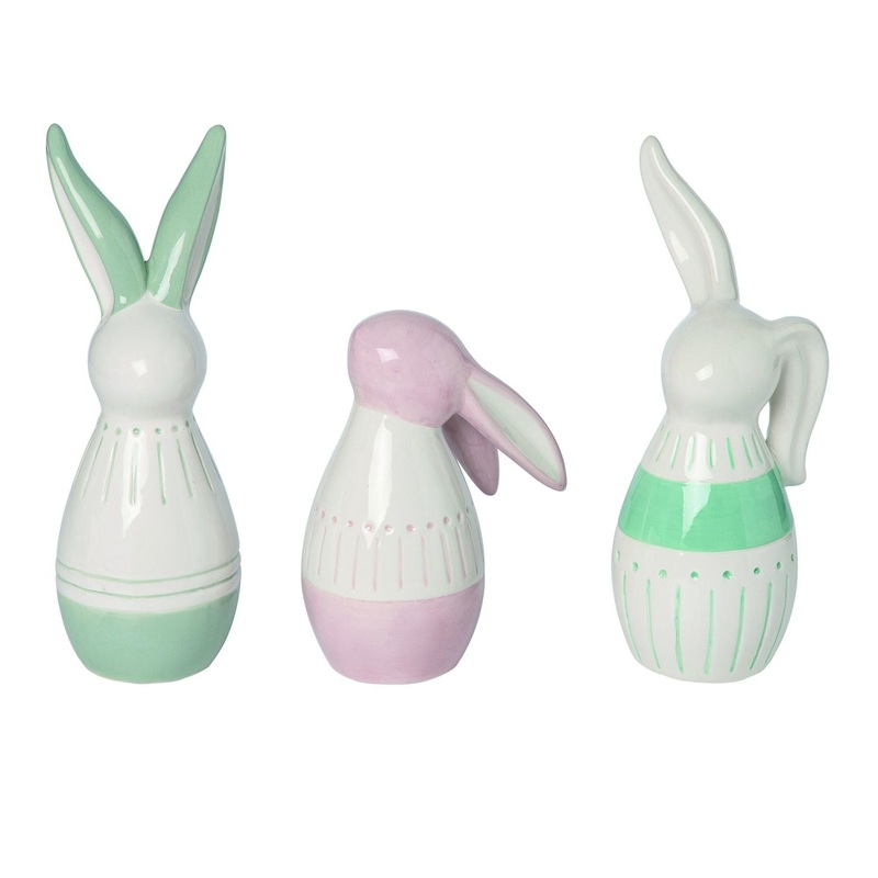 Transpac Ceramic Minimal Pattern Bunny, Set Of 3, Assortment