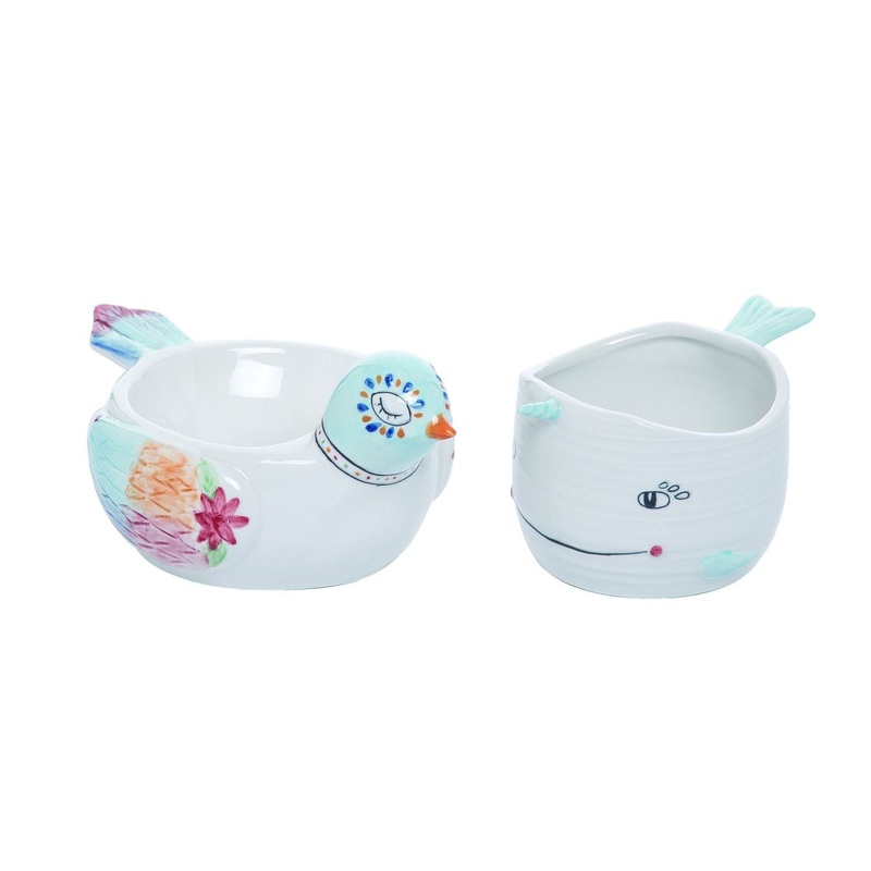 Transpac Ceramic Tiny Happy Bird/Narwhal Planter, Set Of 2, Assortment