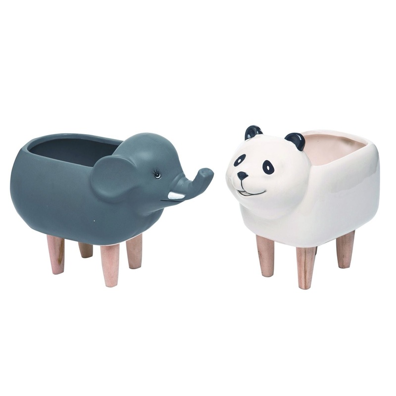 Transpac Dolomite Animal Planter With Legs, Set Of 2, Assortment