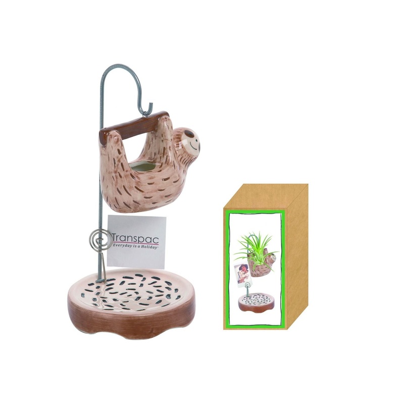 Transpac Dolomite Hanging Sloth Plant Keeper/Photo Holder