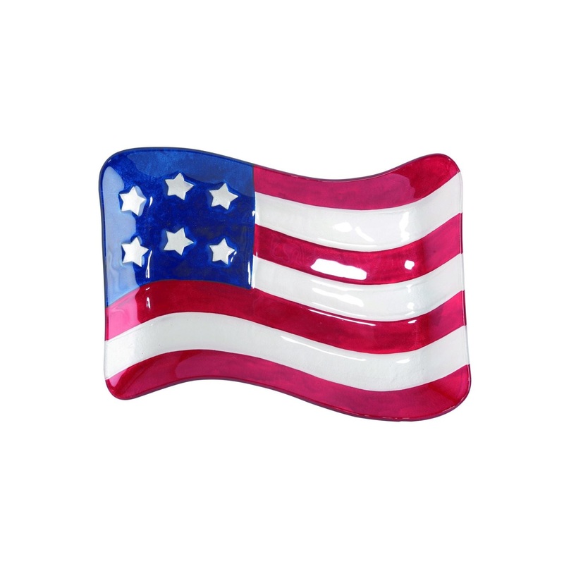 Transpac Fused Glass American Flag Plate