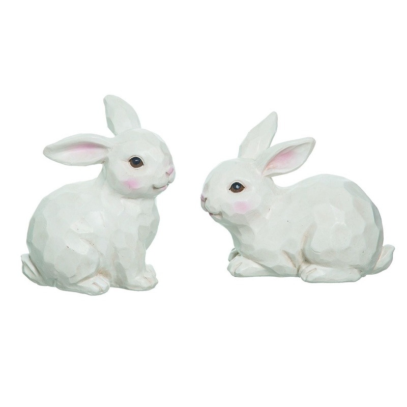 Transpac Large Sculpted Bunny Figurine, Set Of 2, Assortment