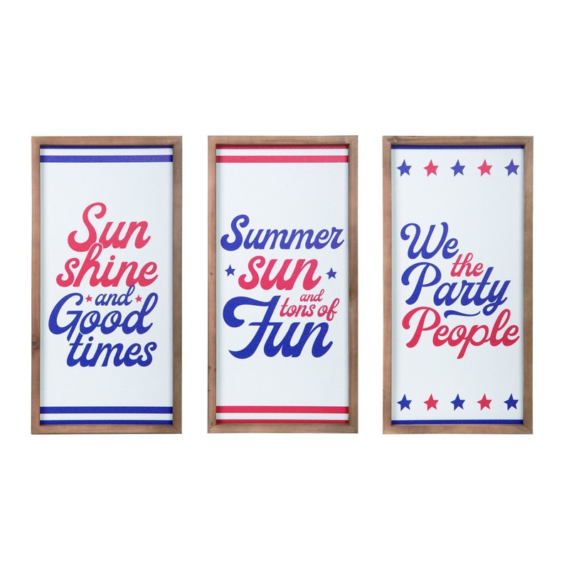 Transpac MDF Canvas Americana Wall Decor, Set Of 3, Assortment