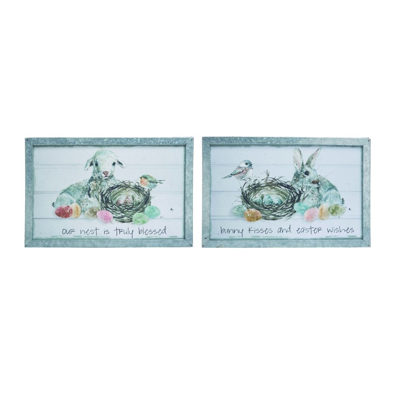 Transpac MDF/Metal Wall Plank Decor, Set Of 2, Assortment