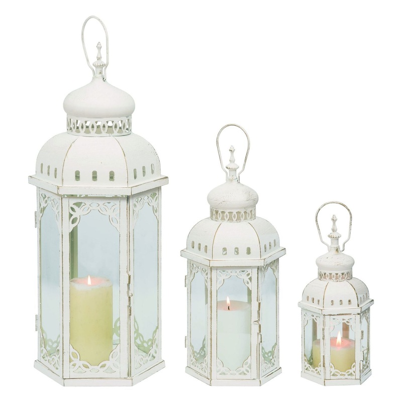 Transpac Metal White Lanterns, Set Of 3