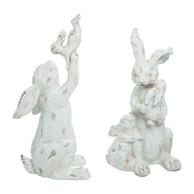 Transpac MgO Bunny Family Decor, Set Of 2, Assortment