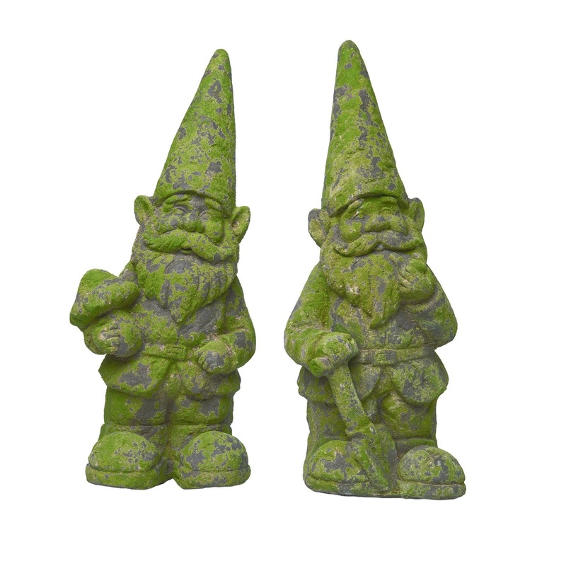 Transpac MgO Mossy Gnome, Set Of 2, Assortment