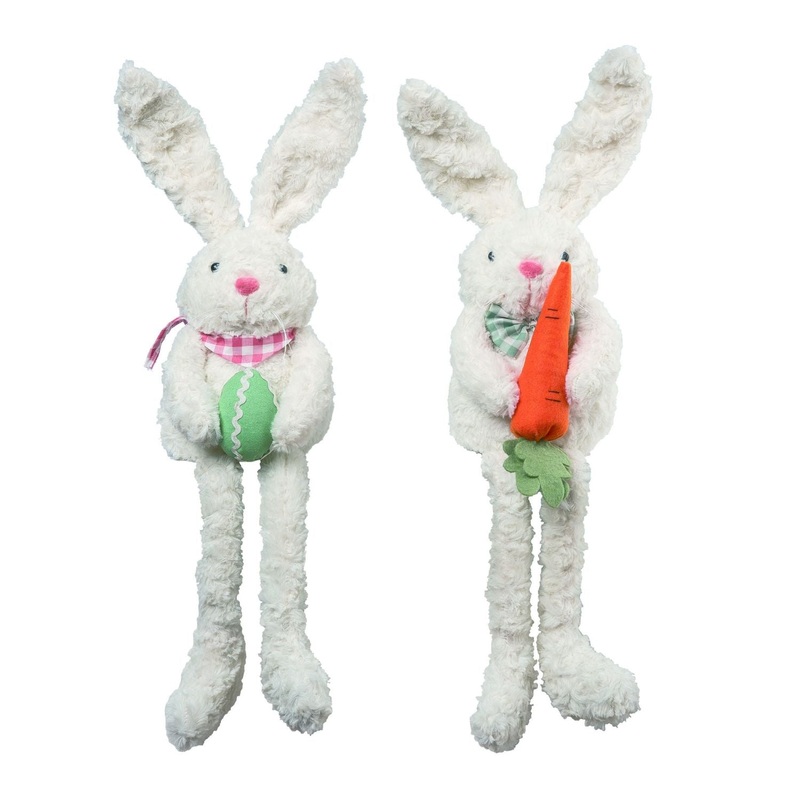 Transpac Plush Fuzzy Bunny Shelf Sitter, Set Of 2, Assortment