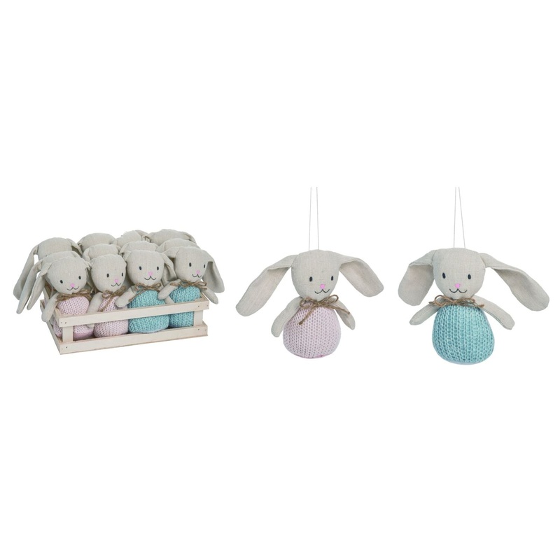 Transpac Plush Mini Knit Bunnies In Display, Set Of 12