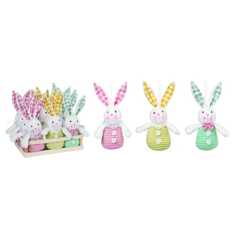 Transpac Plush Mini Sweet Bunnies In Crate, Set Of 12