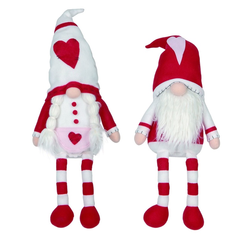 Transpac Plush Valentine Gnome Sitters, Set Of 2, Assortment
