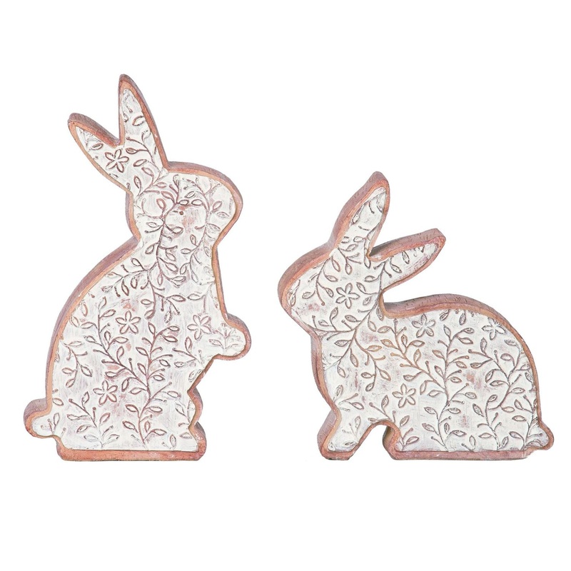 Transpac Resin Detail Bunny Decor, Set Of 2