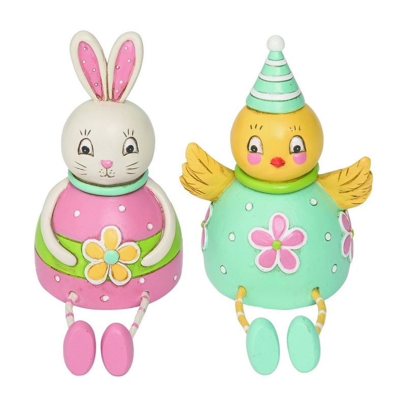 Transpac Resin Easter Dottie Figurine, Set Of 2, Assortment