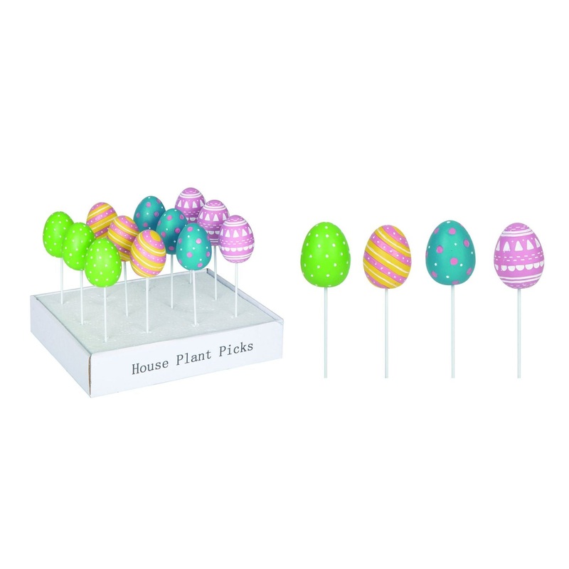 Transpac Resin Easter Egg Picks In Display, Set Of 12