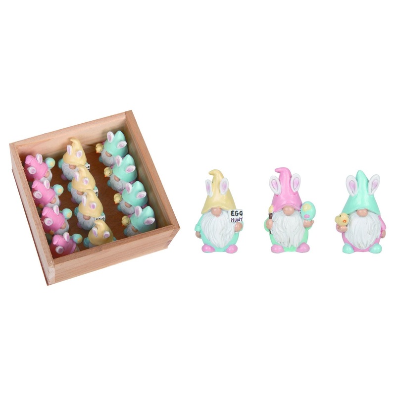 Transpac Resin Mini Easter Gnomes In Crate, Set Of 12