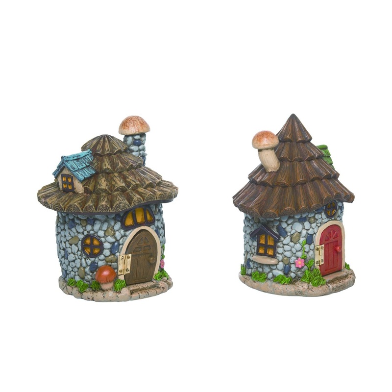 Transpac Resin Stone Fairy House, Set Of 2, Assortment