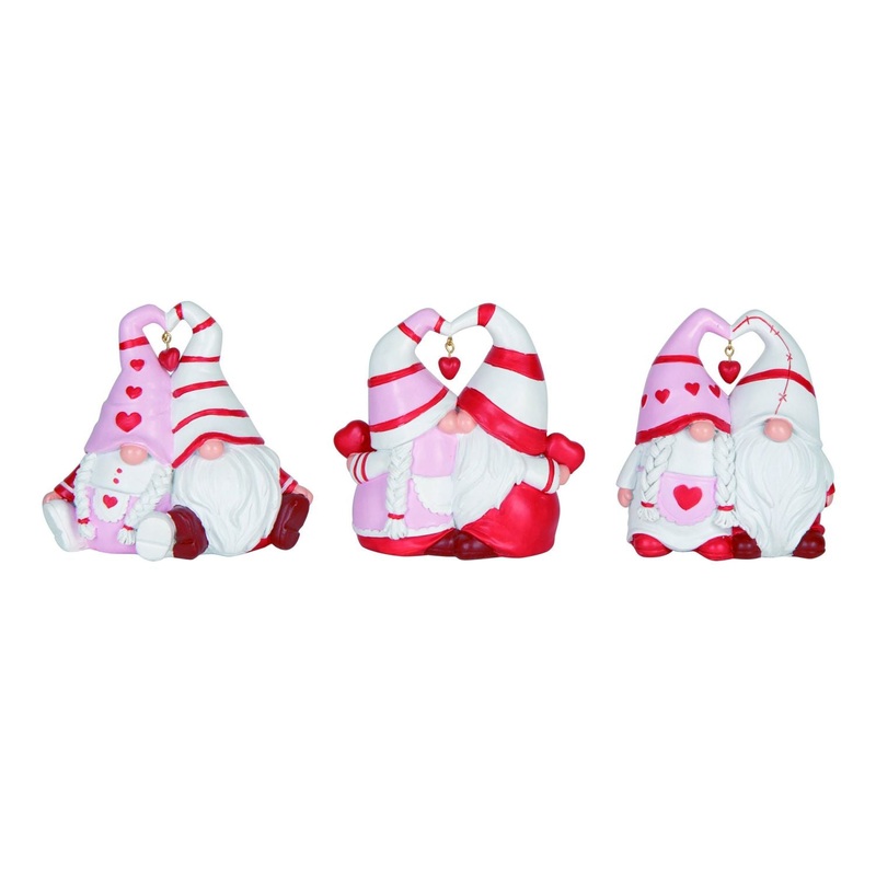 Transpac Resin Valentine Gnome Couple Figurine, Set Of 3, Assortment